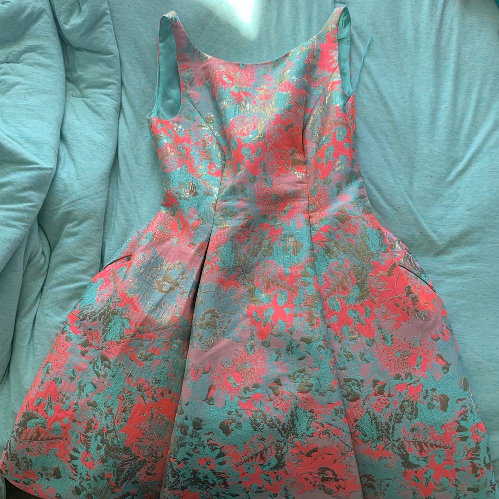 blue pink and gold floral dress💙